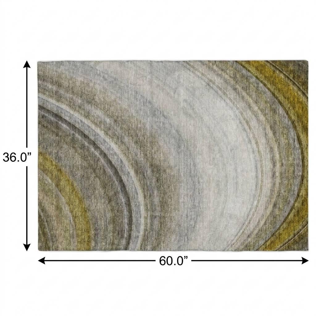 3' X 5' Taupe And Gray Abstract Shag Washable Area Rug With UV Protection - HomeRoots - Flyclothing LLC