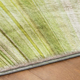 8' Green And Ivory Striped Shag Washable Round Rug With UV Protection - HomeRoots - Flyclothing LLC