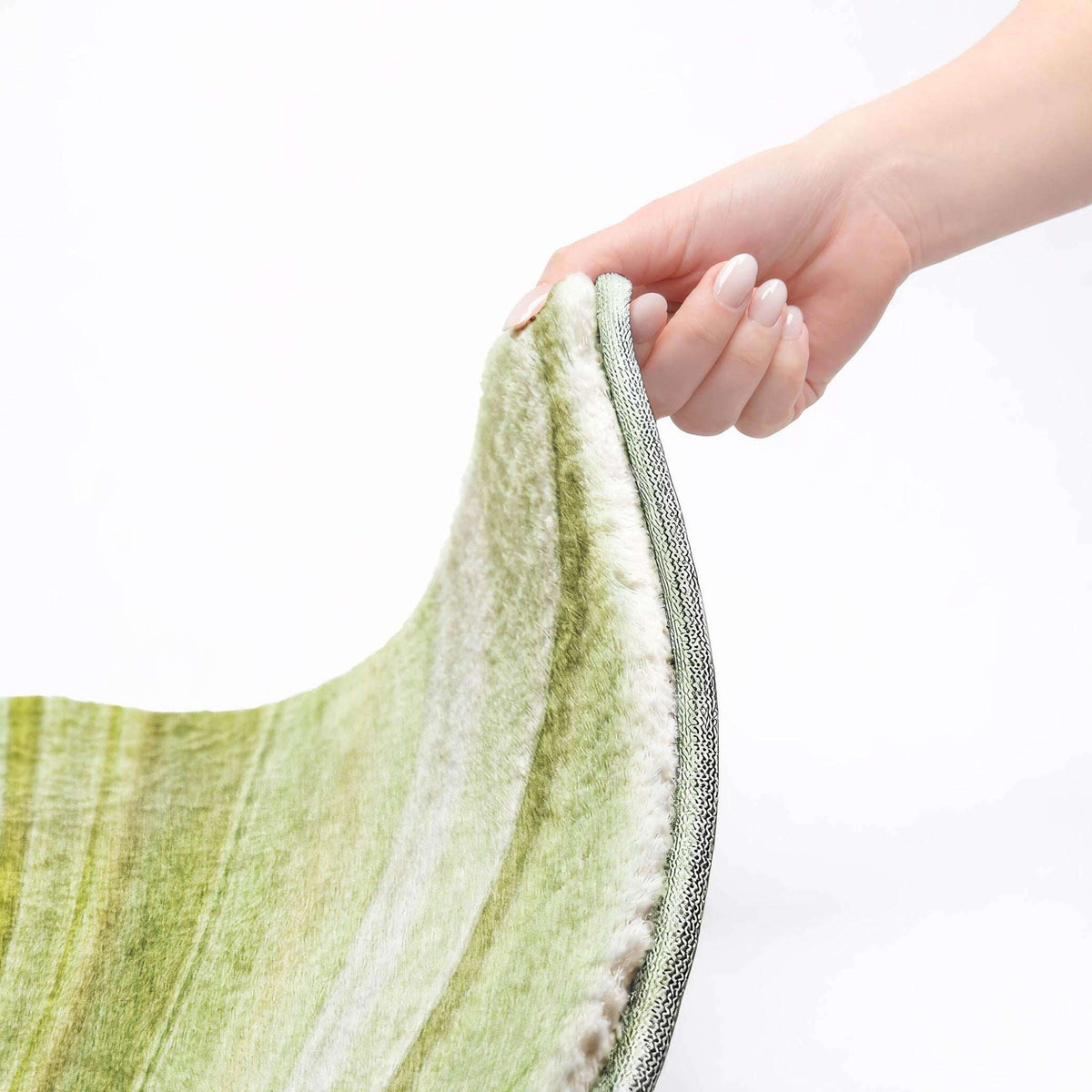 8' X 10' Green And Ivory Striped Shag Washable Area Rug With UV Protection - HomeRoots - Flyclothing LLC