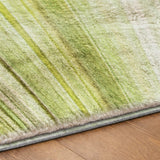 9' X 12' Green And Ivory Striped Shag Washable Area Rug With UV Protection - HomeRoots - Flyclothing LLC