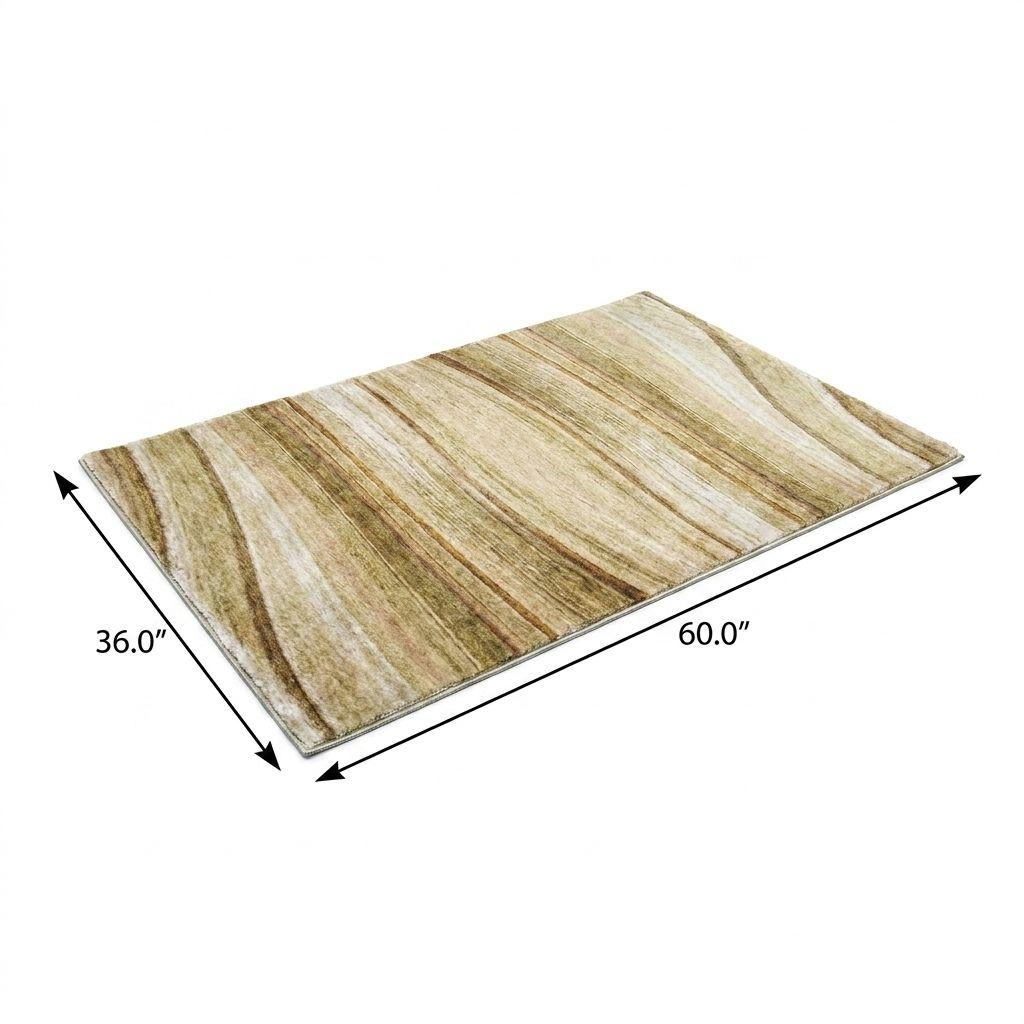 3' X 5' Beige And Taupe Striped Shag Washable Area Rug With UV Protection - HomeRoots - Flyclothing LLC