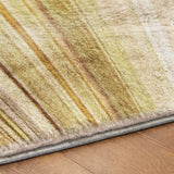 8' Beige And Taupe Striped Shag Washable Round Rug With UV Protection - HomeRoots - Flyclothing LLC