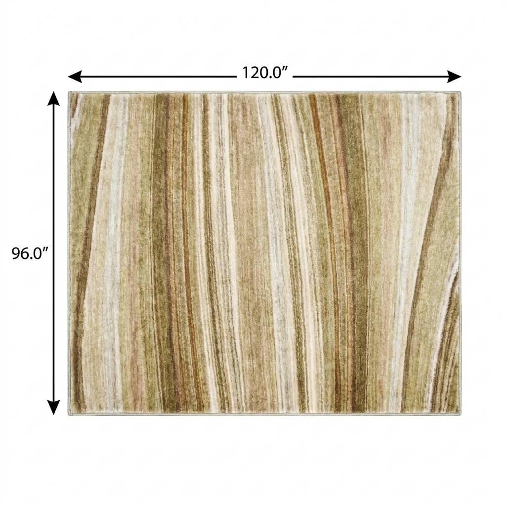 8' X 10' Beige And Taupe Striped Shag Washable Area Rug With UV Protection - HomeRoots - Flyclothing LLC