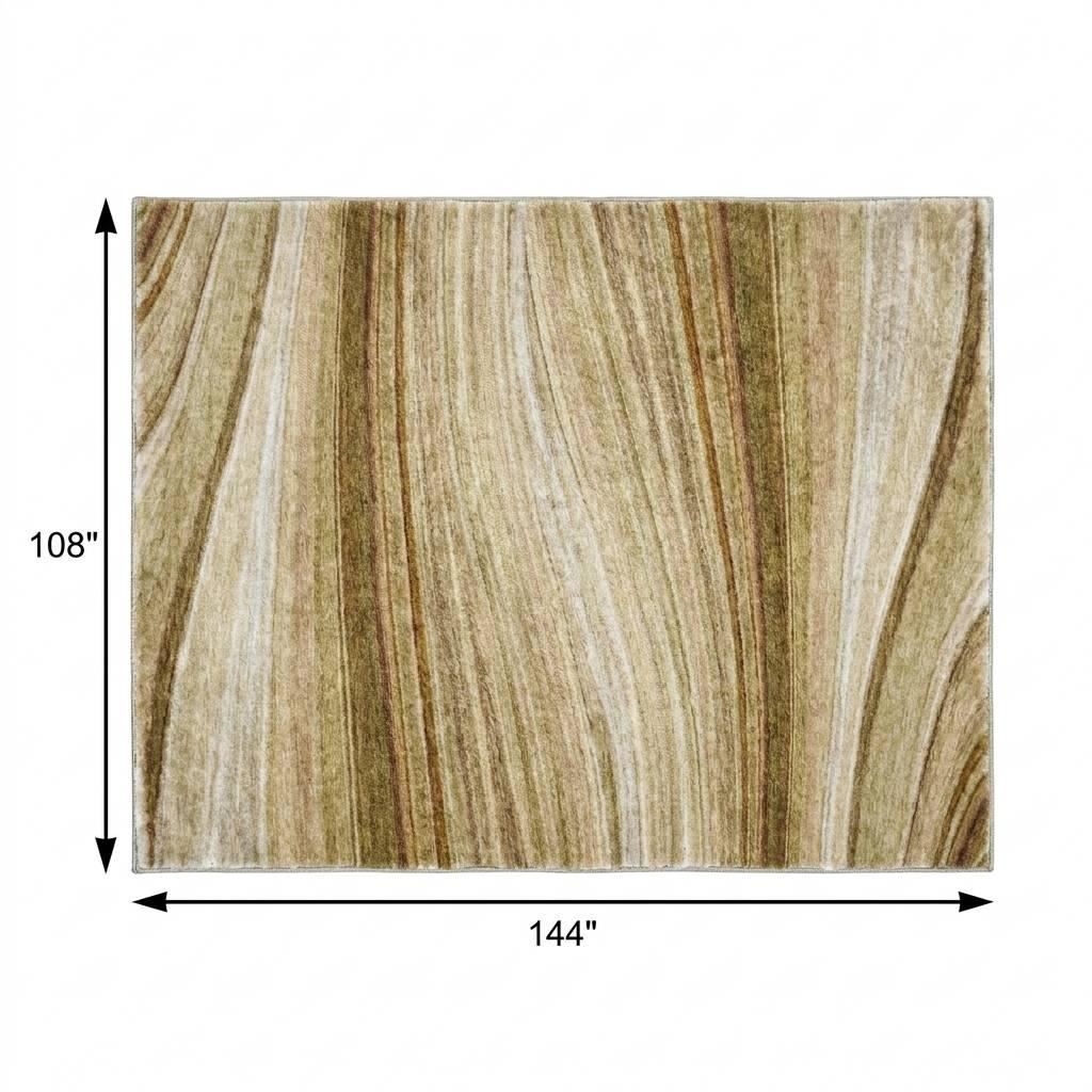 9' X 12' Beige And Taupe Striped Shag Washable Area Rug With UV Protection - HomeRoots - Flyclothing LLC