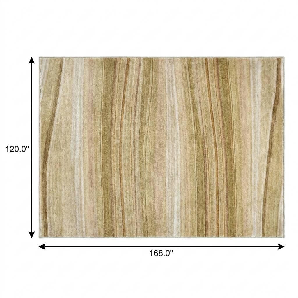 10' X 14' Beige And Taupe Striped Shag Washable Area Rug With UV Protection - HomeRoots - Flyclothing LLC