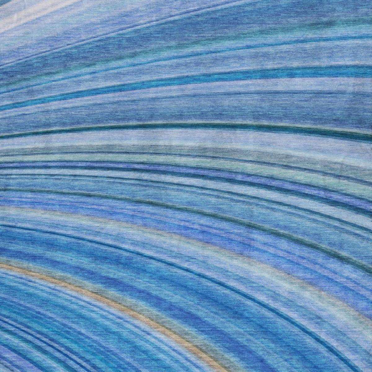 3' X 5' Blue And Denim Blue Striped Shag Washable Area Rug With UV Protection - HomeRoots - Flyclothing LLC
