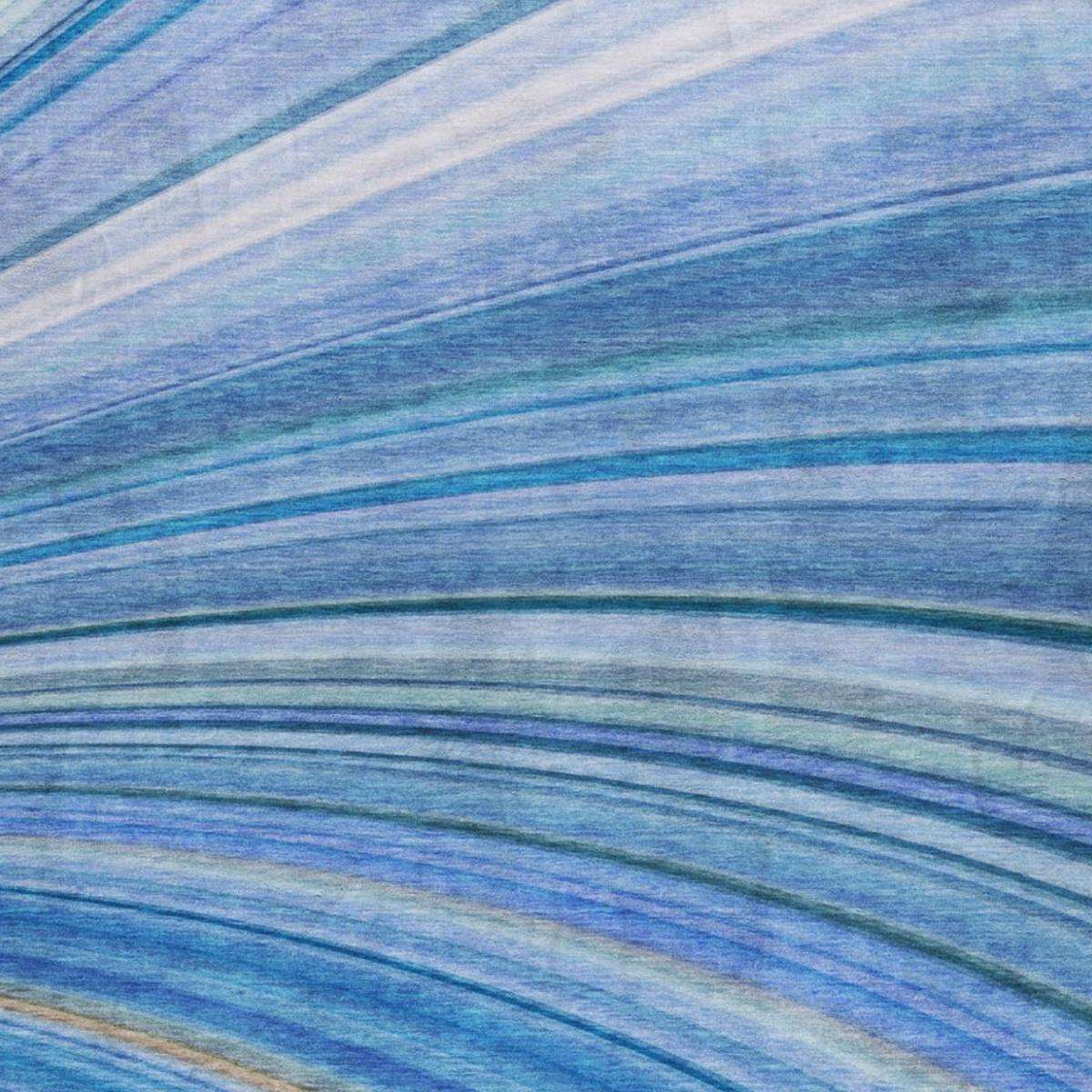 3' X 5' Blue And Denim Blue Striped Shag Washable Area Rug With UV Protection - HomeRoots - Flyclothing LLC