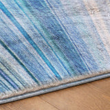 3' X 5' Blue And Denim Blue Striped Shag Washable Area Rug With UV Protection - HomeRoots - Flyclothing LLC