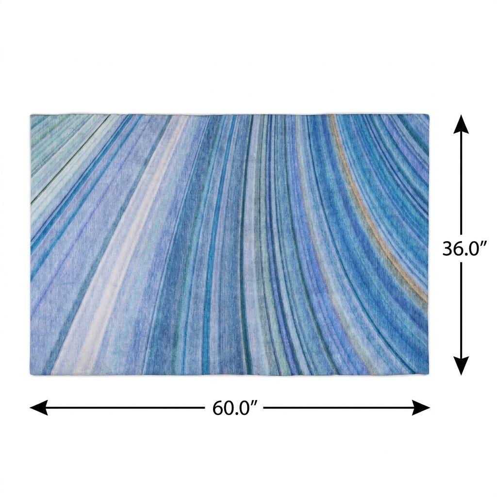 3' X 5' Blue And Denim Blue Striped Shag Washable Area Rug With UV Protection - HomeRoots - Flyclothing LLC