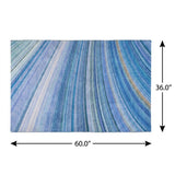 3' X 5' Blue And Denim Blue Striped Shag Washable Area Rug With UV Protection - HomeRoots - Flyclothing LLC