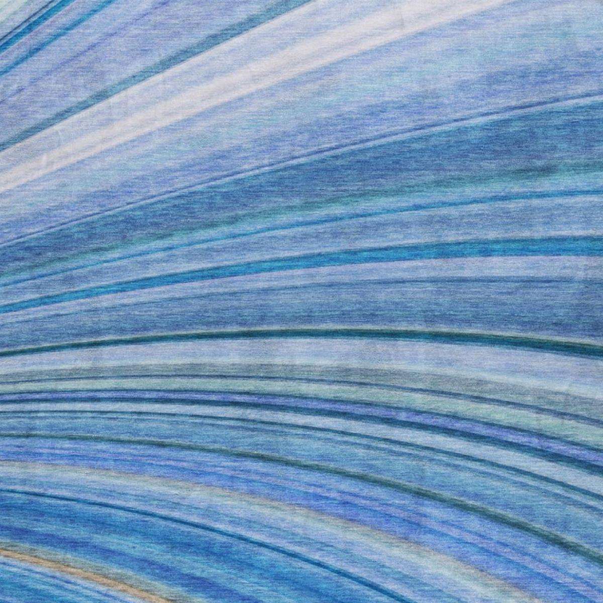 9' X 12' Blue And Denim Blue Striped Shag Washable Area Rug With UV Protection - HomeRoots - Flyclothing LLC