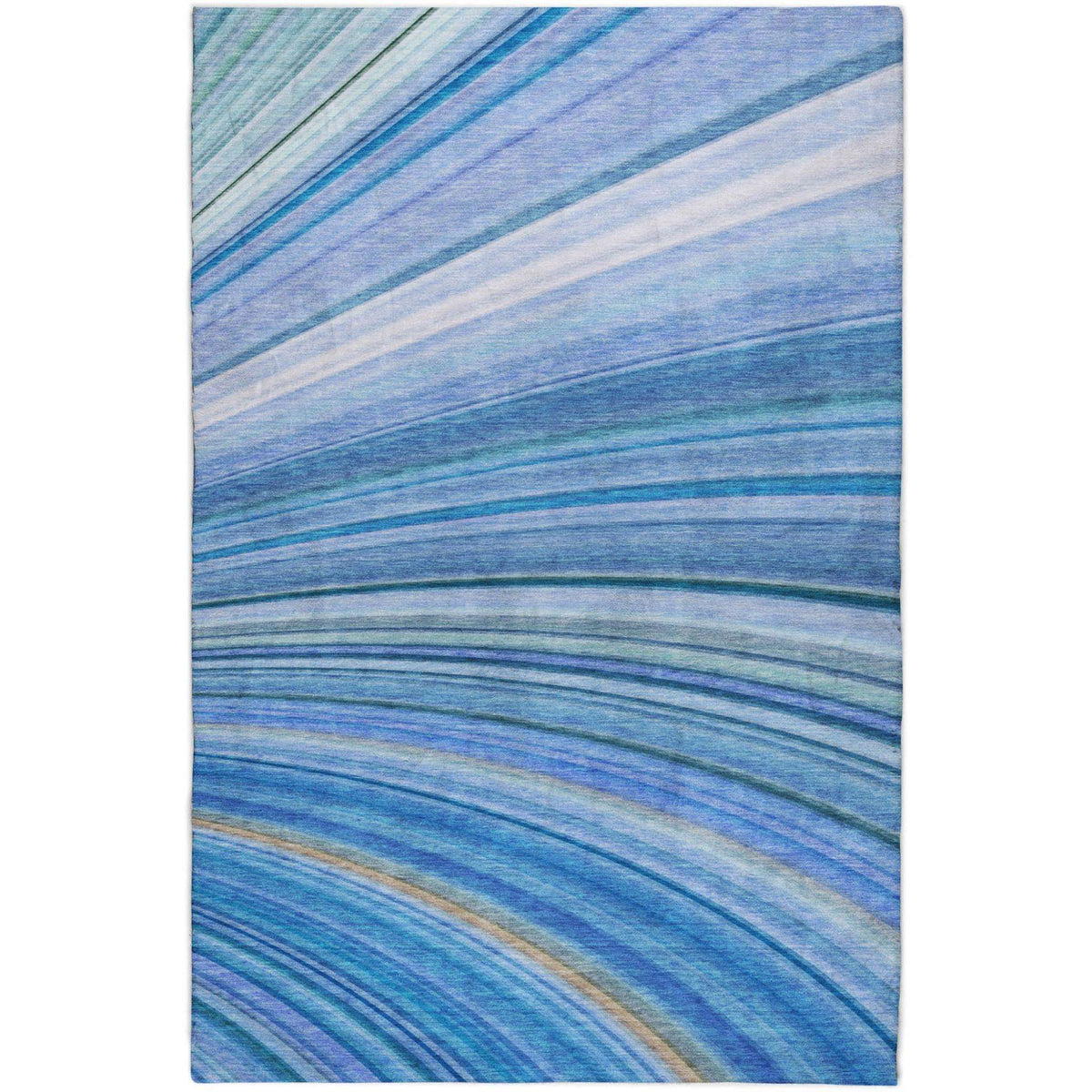 9' X 12' Blue And Denim Blue Striped Shag Washable Area Rug With UV Protection - HomeRoots - Flyclothing LLC