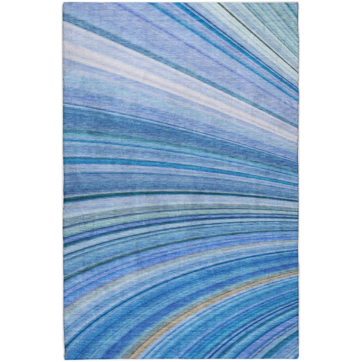 9' X 12' Blue And Denim Blue Striped Shag Washable Area Rug With UV Protection - HomeRoots - Flyclothing LLC