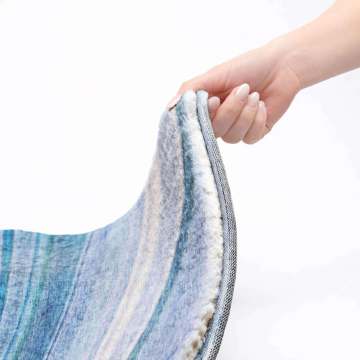 9' X 12' Blue And Denim Blue Striped Shag Washable Area Rug With UV Protection - HomeRoots - Flyclothing LLC