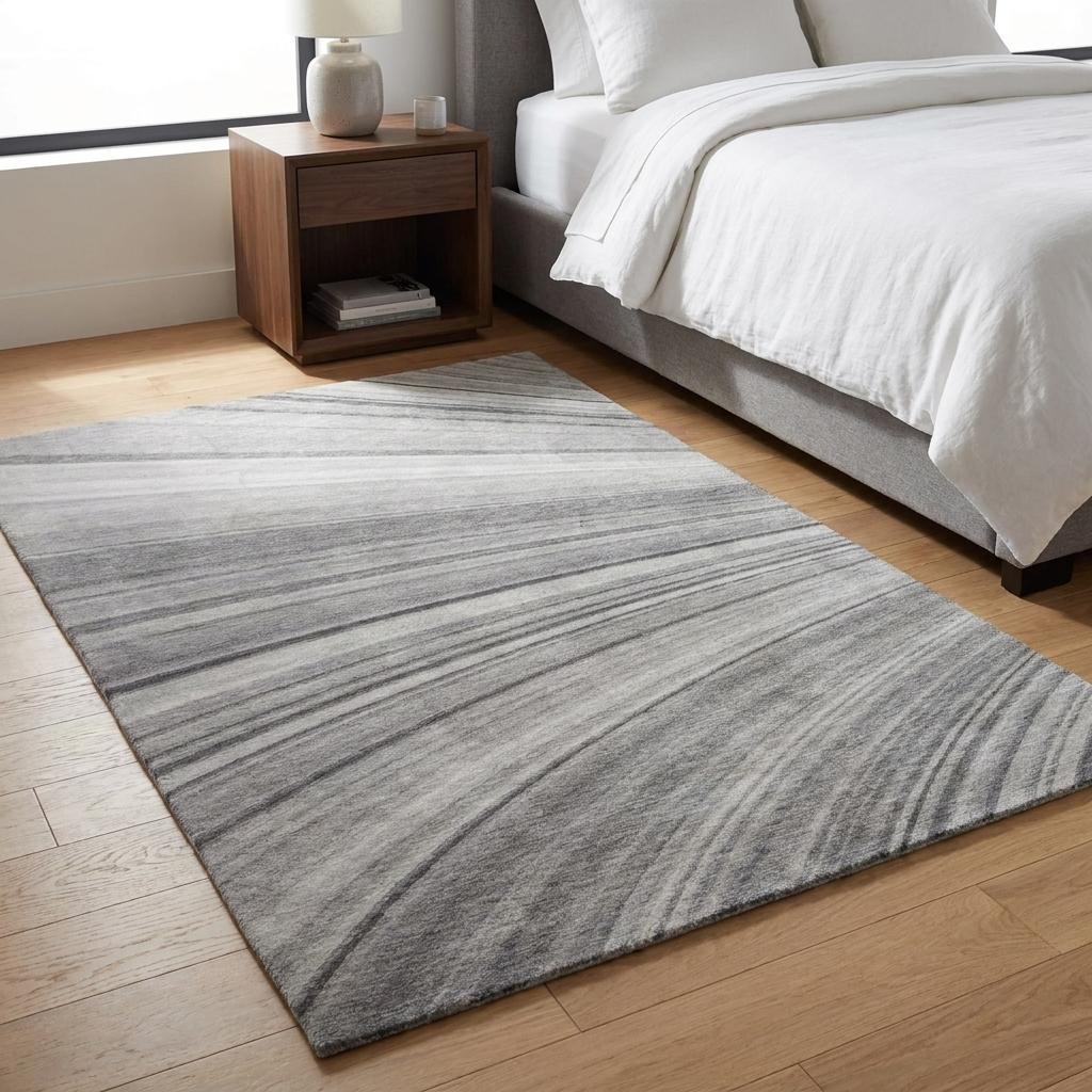 3' X 5' Gray And Silver Striped Shag Washable Area Rug With UV Protection - HomeRoots - Flyclothing LLC