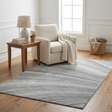 5' X 8' Gray And Silver Striped Shag Washable Area Rug With UV Protection