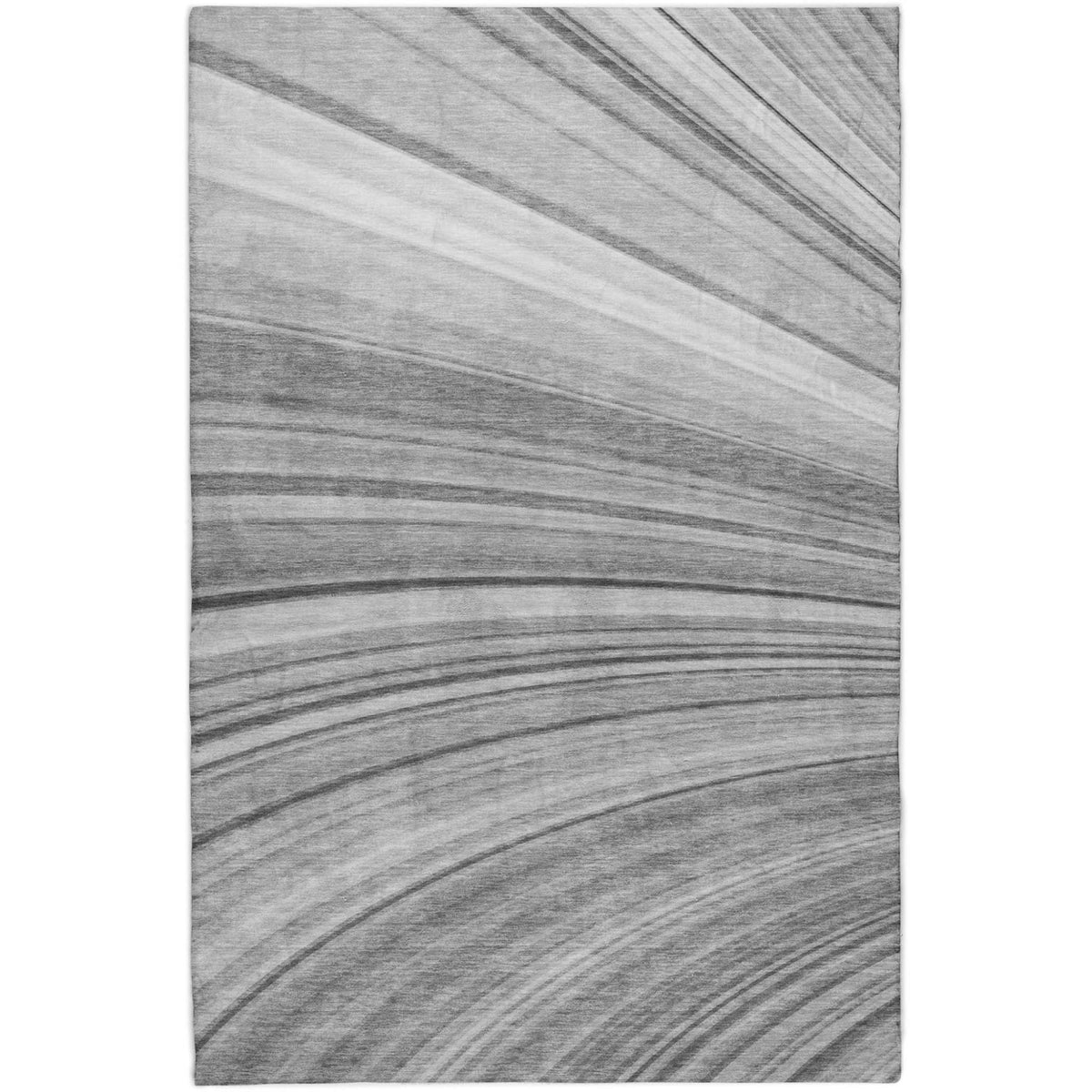 5' X 8' Gray And Silver Striped Shag Washable Area Rug With UV Protection