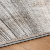 5' X 8' Gray And Silver Striped Shag Washable Area Rug With UV Protection