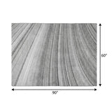 5' X 8' Gray And Silver Striped Shag Washable Area Rug With UV Protection