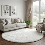 8' Gray And Silver Striped Shag Washable Round Rug With UV Protection - HomeRoots - Flyclothing LLC