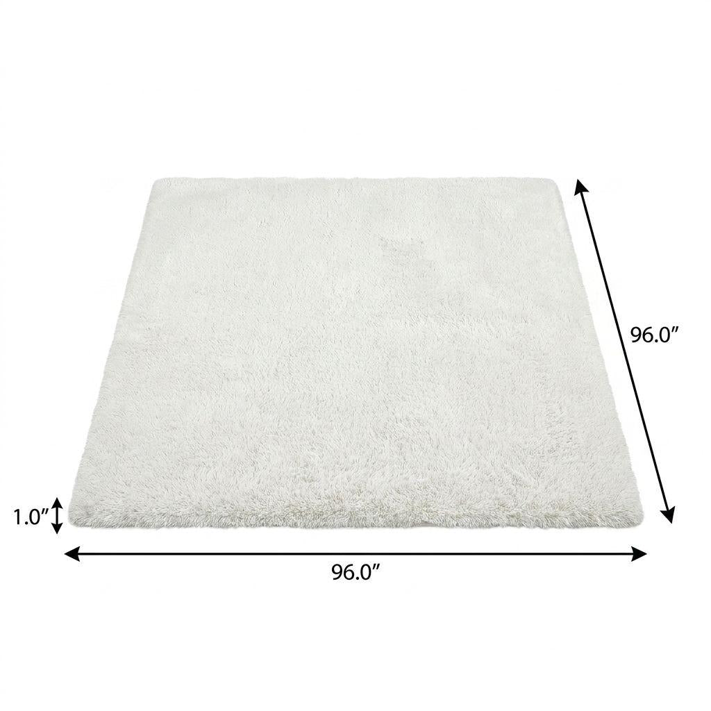 8' Gray And Silver Striped Shag Washable Round Rug With UV Protection - HomeRoots - Flyclothing LLC