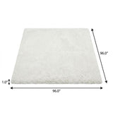 8' Gray And Silver Striped Shag Washable Round Rug With UV Protection - HomeRoots - Flyclothing LLC