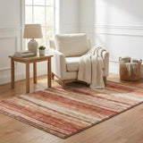 5' X 8' Terra Cotta And Salmon Striped Shag Washable Area Rug With UV Protection - HomeRoots - Flyclothing LLC