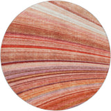 8' Terra Cotta And Salmon Striped Shag Washable Round Rug With UV Protection - HomeRoots - Flyclothing LLC