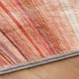8' Terra Cotta And Salmon Striped Shag Washable Round Rug With UV Protection - HomeRoots - Flyclothing LLC