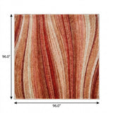 8' Terra Cotta And Salmon Striped Shag Washable Round Rug With UV Protection - HomeRoots - Flyclothing LLC