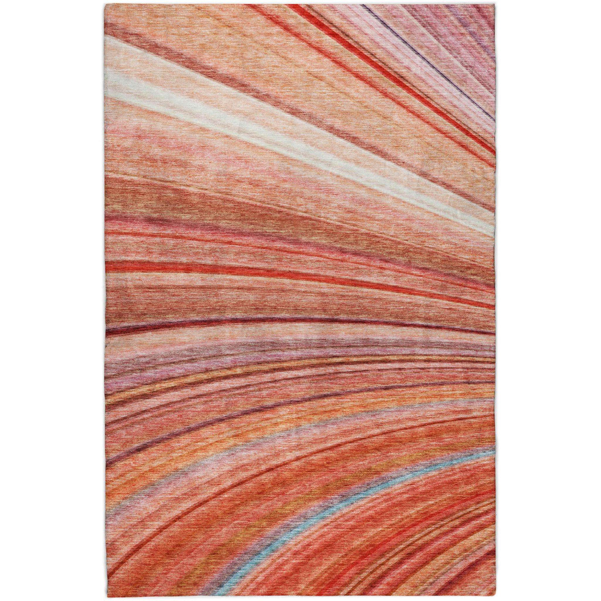 9' X 12' Terra Cotta And Salmon Striped Shag Washable Area Rug With UV Protection - HomeRoots - Flyclothing LLC