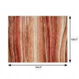 9' X 12' Terra Cotta And Salmon Striped Shag Washable Area Rug With UV Protection - HomeRoots - Flyclothing LLC