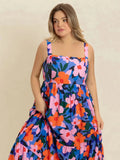 Plus Size Printed Square Neck Cami Dress - Trendsi