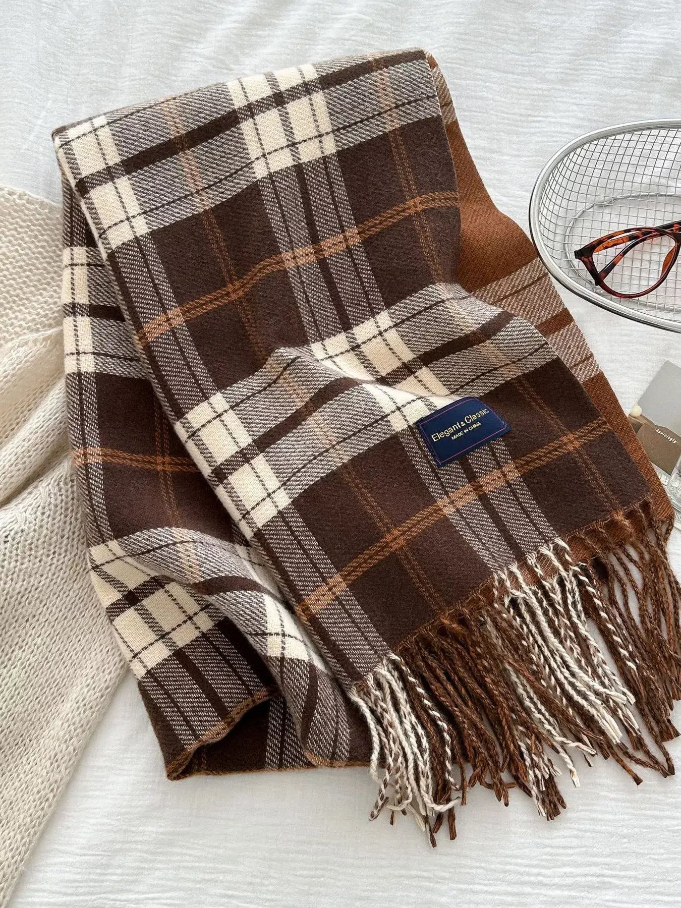 Classic Fringe Plaid Scarf - Trendsi - Flyclothing LLC