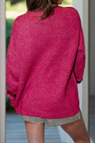 Sequin Round Neck Long Sleeve Sweater - Trendsi