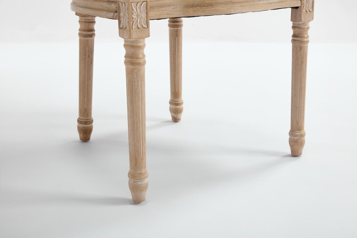Set of Two Beige And Natural Linen And Solid Wood Dining Side Chairs