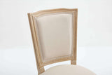 Set of Two Beige And Natural Linen And Solid Wood Dining Side Chairs - HomeRoots - Flyclothing LLC