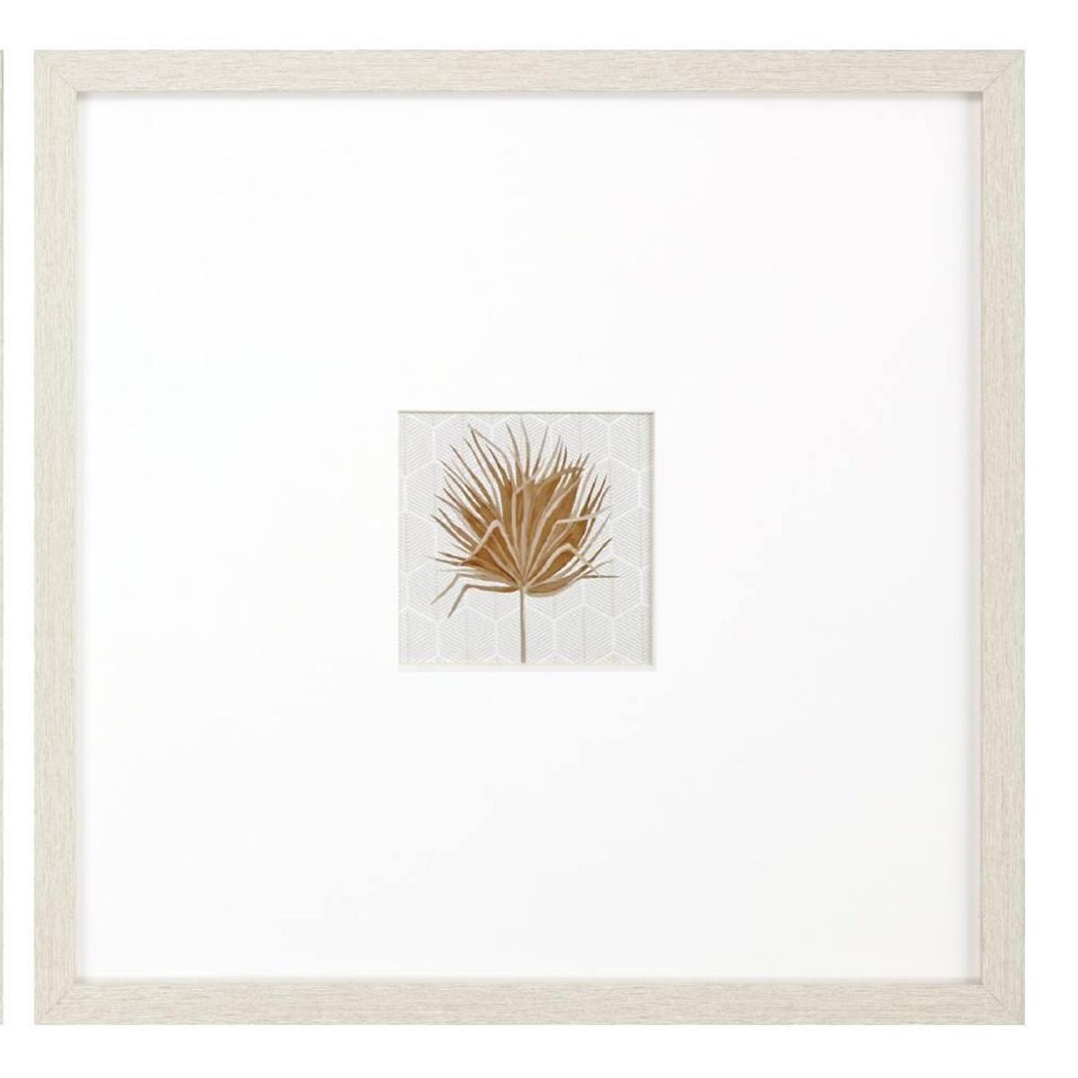 Set Of Two Neutral Palm Distressed White Framed Wall Art - HomeRoots - Flyclothing LLC