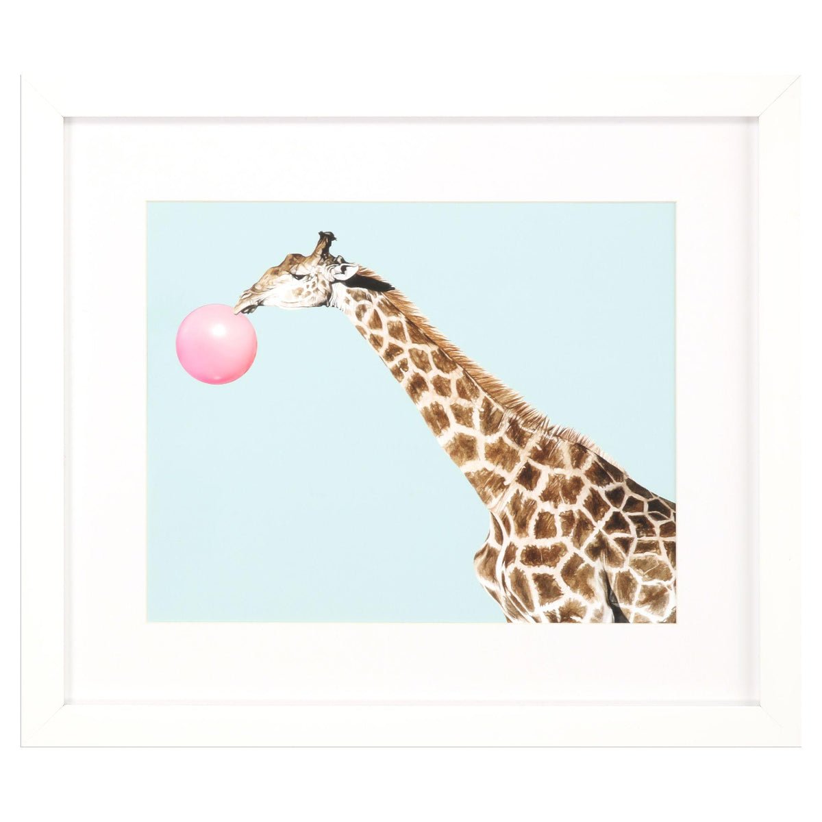 Giraffe Pop White Framed Wall Art