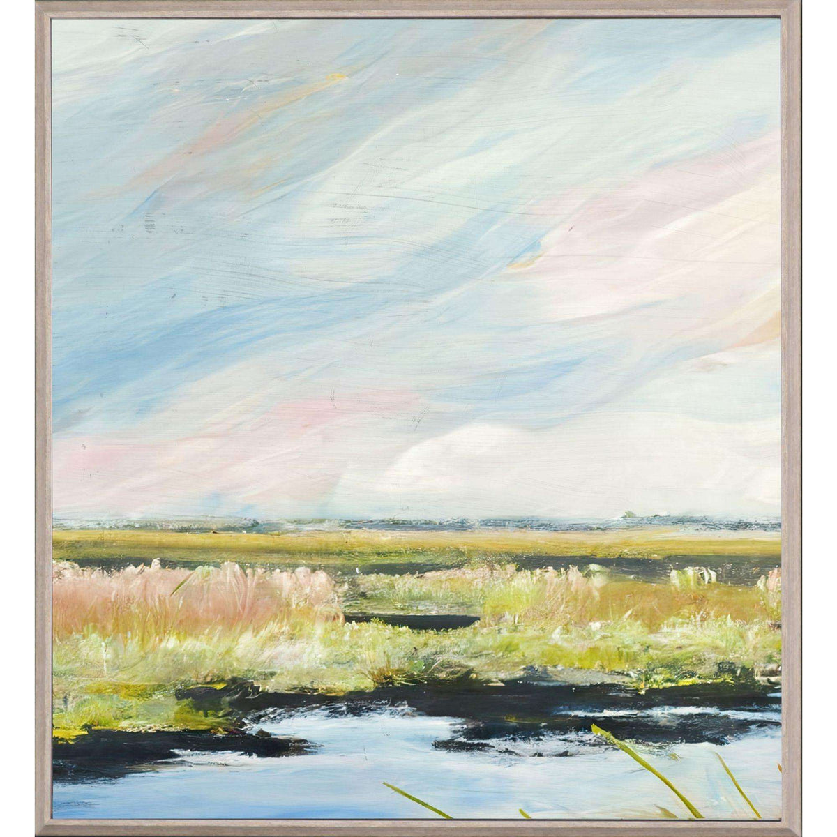Marshlands I Distressed White Framed Wall Art - HomeRoots - Flyclothing LLC