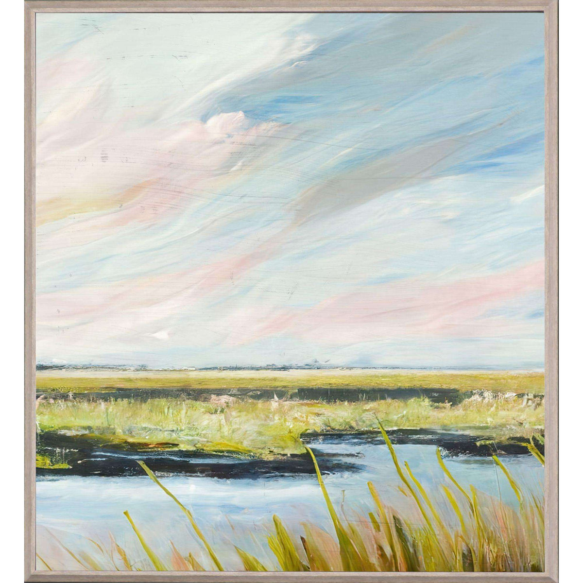 Marshlands II Distressed White Framed Wall Art - HomeRoots - Flyclothing LLC