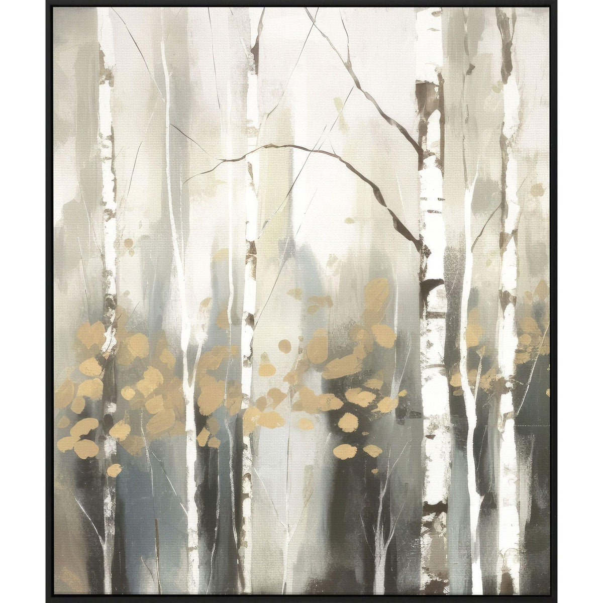 Birch Silhouette IV Black Floater Frame Wall Art