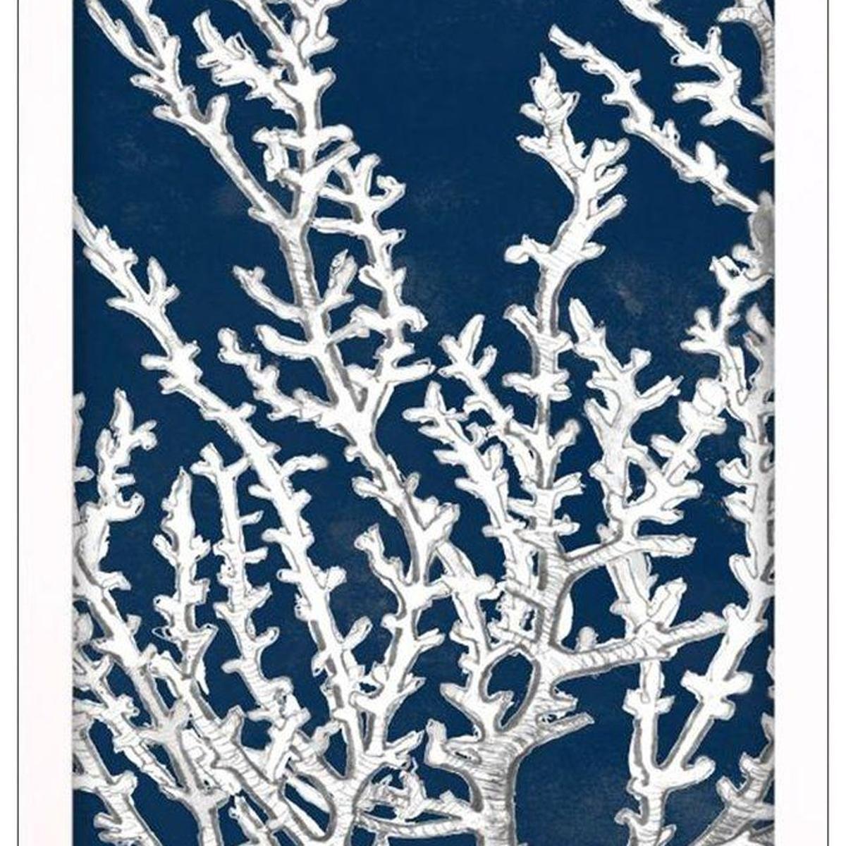 Set Of Three Coastal Coral White Framed Wall Art