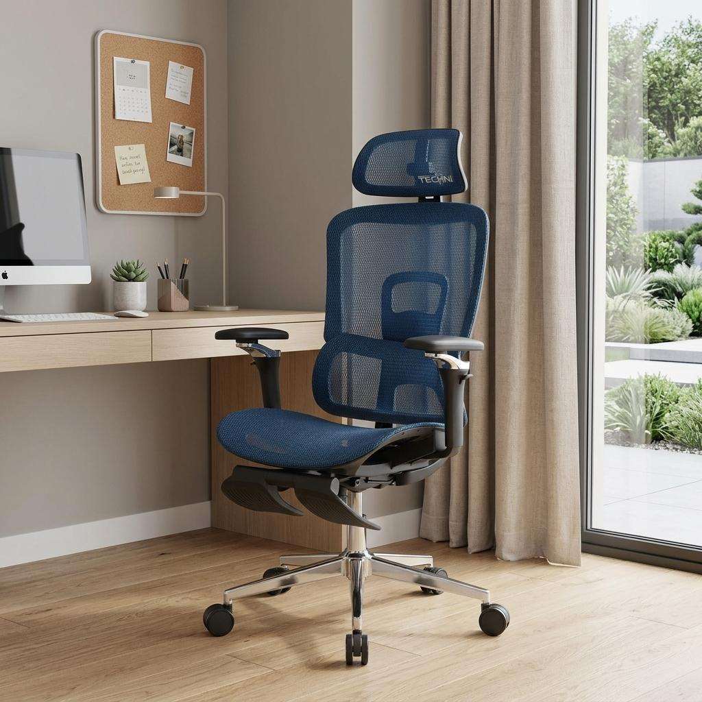 Blue Adjustable Height Swivel Rolling Gaming Chair With Footrest - HomeRoots - Flyclothing LLC