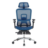 Blue Adjustable Height Swivel Rolling Gaming Chair With Footrest - HomeRoots - Flyclothing LLC