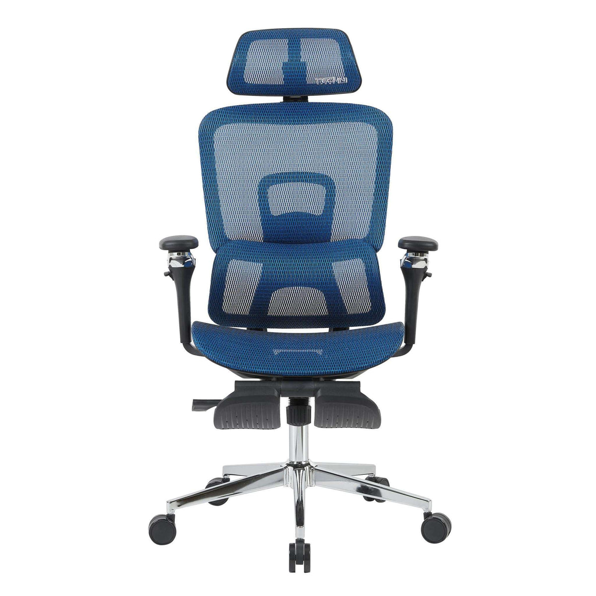 Blue Adjustable Height Swivel Rolling Gaming Chair With Footrest - HomeRoots - Flyclothing LLC