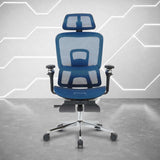Blue Adjustable Height Swivel Rolling Gaming Chair With Footrest - HomeRoots - Flyclothing LLC
