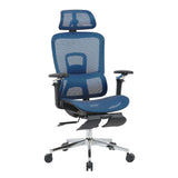 Blue Adjustable Height Swivel Rolling Gaming Chair With Footrest - HomeRoots - Flyclothing LLC