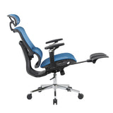 Blue Adjustable Height Swivel Rolling Gaming Chair With Footrest - HomeRoots - Flyclothing LLC