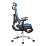 Blue Adjustable Height Swivel Rolling Gaming Chair With Footrest - HomeRoots - Flyclothing LLC